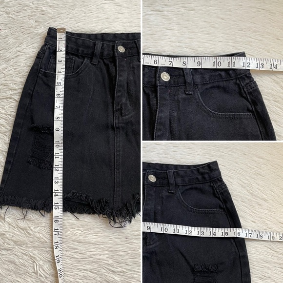 Distressed Black denim mini skirt - Picture 9 of 16